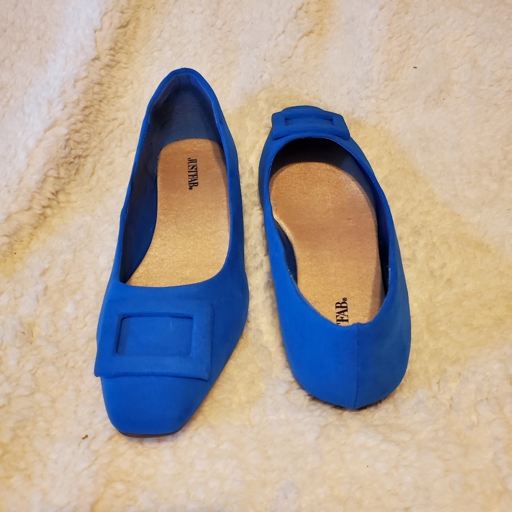 Vibrant Blue Justfab Flats with Buckle